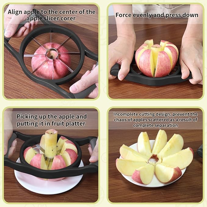 Newness 5.12 Inch Extra Large Apple Slicer, 8-Blade, Stainless Steel, Black