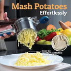 PriorityChef Large 15oz Potato Ricer, Heavy Duty Stainless Steel Potato Masher and Ricer Kitchen Tool, Press and Mash Kitchen Gadget For Perfect Mashed Potatoes - Everytime, Blue