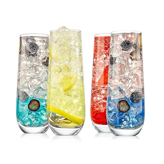Champagne Flutes Stemless 9.4oz | Set of 2 Elegant Clear Crystal Glass Drinkware w/Narrow Rim Seamless Bowl, Lead-Free Dishwasher Safe Sparkling Wine Glassware Perfect for Any Occasion by NutriChef