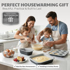 Gotham Steel 6 Pc Stackable Baking Pans Set, 70% Space Saving Design, Ceramic Bakeware Sets Non Toxic Made Without PFOA PFOS, with Cookie Sheet Tray, Cake & Muffin Pans, Oven & Dishwasher Safe