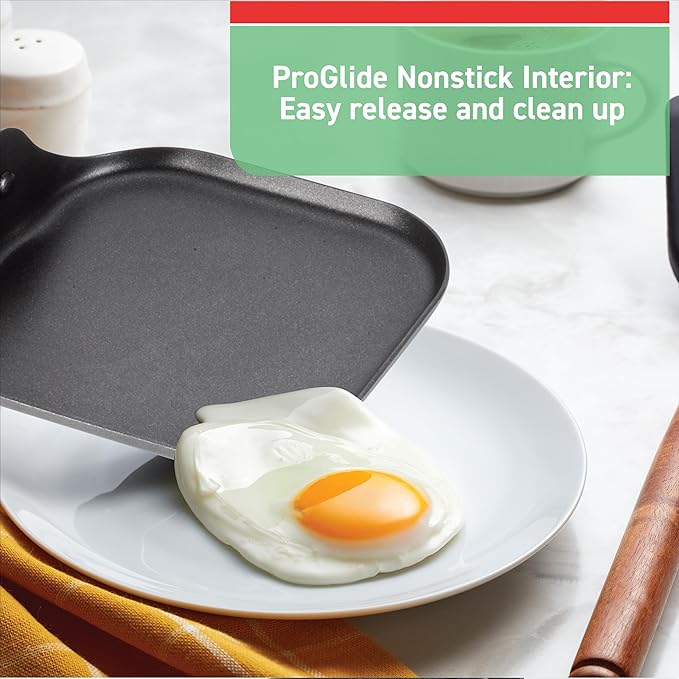 T-fal Specialty Nonstick Mini Griddle 6.5 Inch Cookware, Pots and Pans, Dishwasher Safe Black