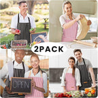 BeLuyi 2 Pack Adjustable Bib Apron with 2 Pockets Chef Cooking Kitchen Restaurant Aprons for Women Men