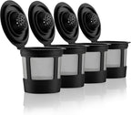 4 Black Reusable K Cups for Keurig Coffee Makers - Compatible with K-Express, K-Elite, K-Select, K-Classic, K-Mini, K-Compact