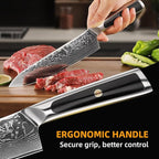 Sunnecko Damascus Kitchen Knife Set 3 Piece, Sharp Chef Knife Set with Kitchen Scissors, Professional Kitchen Knives Sets Full Tang with Gift Box