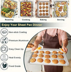 Wildone Baking Sheet with Rack Set (2 Pans + 2 Racks), Natural Aluminum Commercial Quality Cookie Sheet with Cooling Rack, Nonstick Baking Pan, Warp Resistant & Heavy Duty, Half Sheet Size