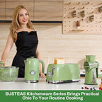 SUSTEAS Toaster 4 Slice Wide Slot, Stainless Steel Bread Bagel Toasters, Retro Long Slot Tostadora for Defrost, Reheat, Removable Crumb Tray, 1500W, 6 Browning Settings, Green