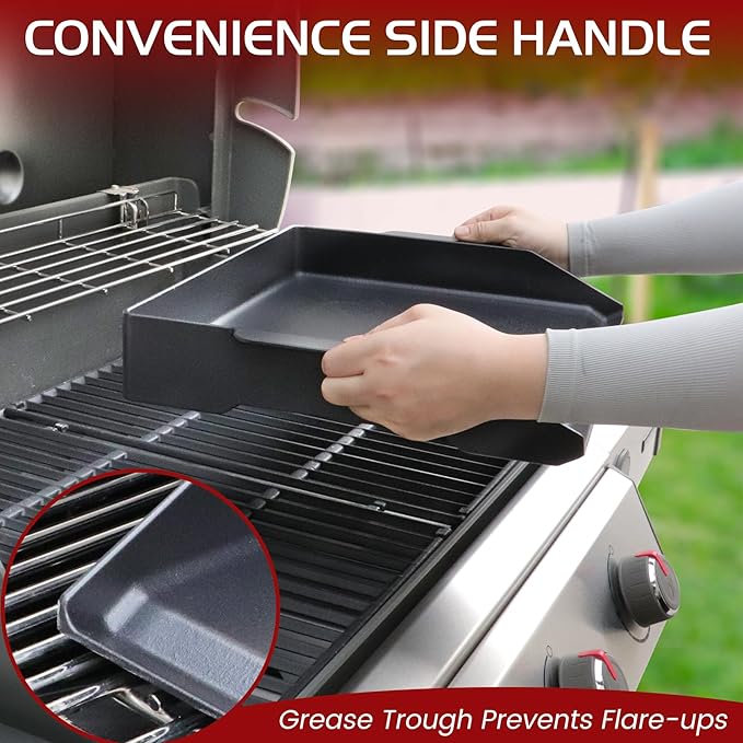 Cast Iron Griddle Gas Grill Stove Top Pan Insert for Weber Charbroil Nexgrill Grill Replacement Parts Flat Charcoal Cooking Plate Outdoor Camp Tailgating Teppanyaki Accessory 17" x 13"