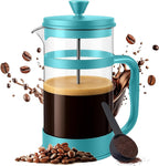 Utopia Kitchen 12 oz Glass French Press, French Press Coffee Maker, Tea Press, Triple-Layer Filter for Smooth Brew, Heat-Resistant Borosilicate Glass, Stainless Steel Plunger, Aqua