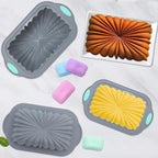 To encounter 44 Pieces Silicone Cake Pan Set, 3 Sizes Silicone Fluted Bread Pan with Reusable Baking Cups, Food Grade Baking Mold for Brownie, Bread, Muffin, Light Grey