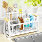 Doasuwish Sponge Holder for Kitchen Sink with Dish Brush Holder, Rustproof 304 Stainless Steel Sink Caddy for Kitchen Countertop Accessories & Storage