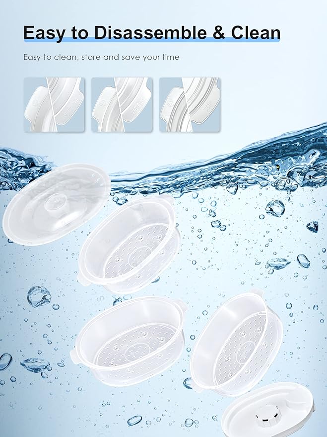 3 Tier Electric Food Steamer for Cooking, 13.7QT Vegetable Steamer for Fast Simultaneous Cooking, Veggie Steamer, Food Steam Cooker, 60 Minute Timer, BPA Free Baskets, 800W(White)