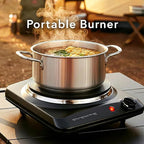 OVENTE Electric Countertop Single Burner, 1000W Cooktop with 7.25 Inch Cast Iron Hot Plate, 5 Level Temperature Control, Compact Cooking Stove and Easy to Clean Stainless Steel Base, Black BGS101B