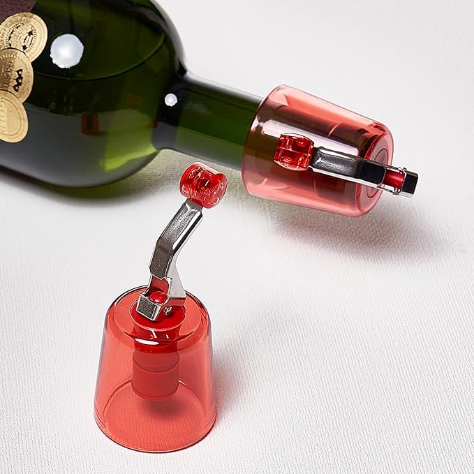 2-Pack Wine Stopper & Airtight Sealers Keep Wine Fresh - Reusable Leakproof Stoppers for Standard Red/White/Rosé Bottles, for Party, Bar, Home Kitchen, Decorative Gift (Transparent)
