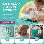 Tovla Jr Kids Safe Knife Set for Real Cooking | Toddler Knife Set with Chopper and Cutting Boards | Montessori Kitchen Tools with Visual Recipe Booklet | Ages 4 to 10