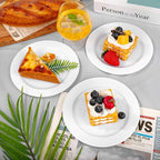bUCLA 100Pieces White Plastic Plates - 6.25inch Disposable Plastic Appetizer/Small Cake/Salad/Dessert Plates Premium Hard, Ideal for Weddings& Parties