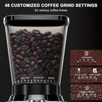 Conical Burr Coffee Grinder, Anti-static Electric Coffee Bean Grinder for Home Use, 48 Adjustable Grind Settings for 2-12 Cups (Black)