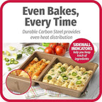GoodCook 9x13-Inch Nonstick Divided Baking Pan – 2-in-1 Textured Oblong Scratch-Resistant Carbon Steel for Meal Prepping & Sheet-Pan Dinners