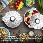 Ziliny 12 Pcs Disposable Aluminum Pot with Lid Round Foil Pans Disposable Cookware Food Container for Vacation Trips Camping Baking Heating Cooking (33.8 oz)
