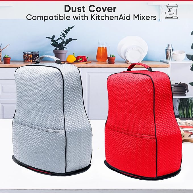 BAGSPRITE Stretchy Stand Mixer Cover with Appliance Slider- Washable Appliance Cover Compatible with Kitchenaid Mixer5/4.5 Quart - Dust Cover with Pockets for Kitchen Aid Accessories and Attachments