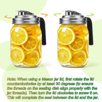 Mason Jar Pour Spout Lid Stainless Steel with Handle, Wide Mouth Pour Spout Flip Cap Lids for Mason Jars, Anticracking Leak Proof Seal Cover Airtight for Drinking Salad Dressing & Food Storing(2PCS)