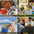BALEINE 2Pk Insulated Reusable Grocery Bags, Collapsible Cooler Bag for Groceries, Heavy Duty Large Insulated Bag (16''x9''x13'', Midnight Blue)