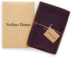 Solino Home Linen Cloth Napkins Set of 4-100% Pure Linen Chambray Burgundy Dinner Napkins 20 x 20 Inch for Valentines, Winter, New Year - Athena, Handcrafted and Machine Washable