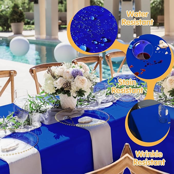 BRILLMAX 4 Pack Royal Blue Tablecloths for 6 Foot Rectangle Tables 90 x 132 Inch - 6ft Rectangular Bulk Linen Polyester Fabric Washable Cloth Cover for Wedding Reception Banquet Birthday Party