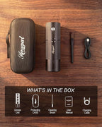 High-Speed Portable Electric Coffee Grinder with 1600mAh Rechargeable Battery, 7-Core Stainless Steel Burr Coffee Mill, 45 Precision Settings, Cordless Design & Compact Aluminum Body for Travel