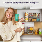 ClearSpace Pantry Organization and Storage Bins with Removable Dividers & Lids – Perfect Pantry Organizers or Kitchen Organization – Refrigerator Organizer Bins, Cabinet Organizers, 2 Pack