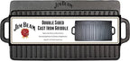 Jim Beam Pre Seasoned Heavy Duty Construction Double Sided Cast Iron Griddle Pan with Superior Heat Retention, 20"x1"x9", Black (JB0168)
