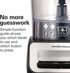 Hamilton Beach Stack & Snap Food Processor and Vegetable Chopper, Stainless Steel Blades, 14 Cup + 4-Cup Mini Bowls, 3-Speed 500 Watt Motor, Black (70585)