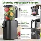 Cold Press Juicer, 5.5inch Wide Feed Chute Slow Juicer Machine, Masticating Juicer for Whole Vegetables & Fruits, Black