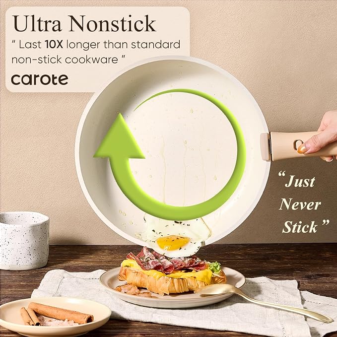 CAROTE 19pcs Pots and Pans Non Stick, Cookware Sets Detachable Handle, Induction Kitchen Pots and Pans,NonStick Cooking Set, Oven/Dishwasher/Fridge Safe, Space Saving