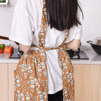 Pinknoke Vintage Pinafore Apron Dress for Women with Pockets Cute Floral Chef Aprons for Kitchen Cooking Baking Gardening