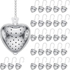 Sumind 50 Pcs Stainless Steel Tea Strainer Ball Infuser Loose Leaf Steeper Interval Diffuser Heart Shape Mesh Filters with Extended Chain Hook for tea party Seasonings Cup Bottle(Silver)