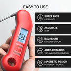 ThermoMaven Professional Meat Thermometer Digital, Ultra-Fast 0.5 Sec Instant Read, NIST Certified ±0.5°F Accuracy, IP67 Waterproof, Auto-Rotating Backlit Display, Lift-to-Wake, for BBQ/Cooking/Candy