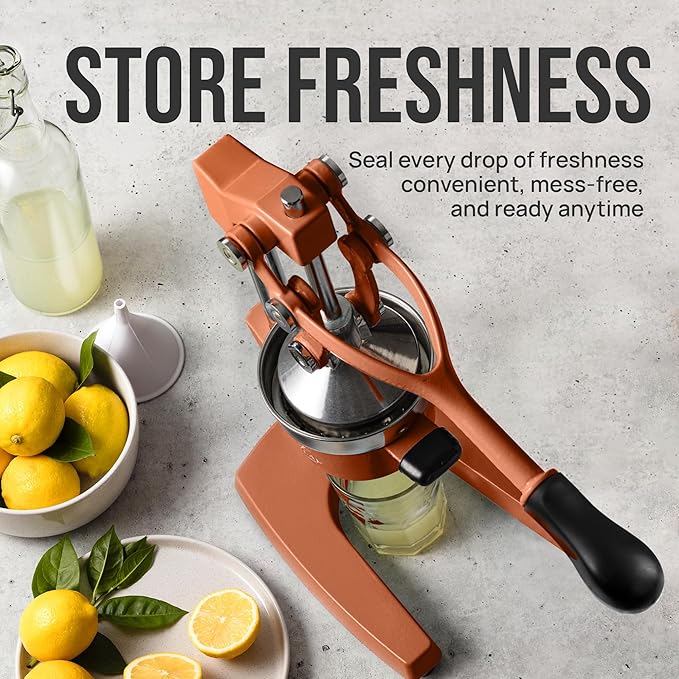Zulay Kitchen Cast Iron Juicer - Easy-to-Clean Heavy-Duty Manual Juicer, Professional Citrus Juicer - Stainless Steel Lemon Squeezer - Manual Citrus Press & Orange Squeezer - Orange Juicer