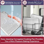 P&P CHEF 10.4 x 8 x 1 Inch Mini Toaster Oven Pan, Stainless Steel Small Baking Pan Oven Tray for Cooking & Roasting, Corrugated Bottom, Healthy & Sturdy, Dishwasher Safe - 2Pcs