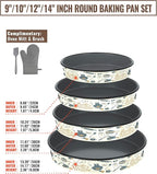 Round Baking Pan Enamel Roasting Dish 4-Pack 9/10/12/14 Inches Non Stick High Temperature Resistance Cookware for Cake Pie Pizza & Meat, Oven Dishwasher Safe Mother Day Gift Bakeware Set