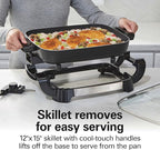 Hamilton Beach Durathon Reversible Ceramic Skillet, 12"x15" Removable Reversible Pan, R25824 (Renewed)