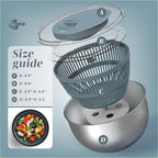 COOK WITH COLOR Stainless Steel Salad Spinner - 5 Qt. Lettuce Washer And Vegetable Spinner Dryer for Easy Salad Prep - Non Slip Base with Pull Handle - Auto Stop Brake System, Stain and Odor Resistant