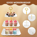 10 Pack Dessert Table Display Set - 4 x Three-Tier Square Cupcake Stands and 6 x Serving Trays, Elegant Tableware for Cakes, Cupcakes, Pastries, and Snacks, Perfect for Parties (Black)