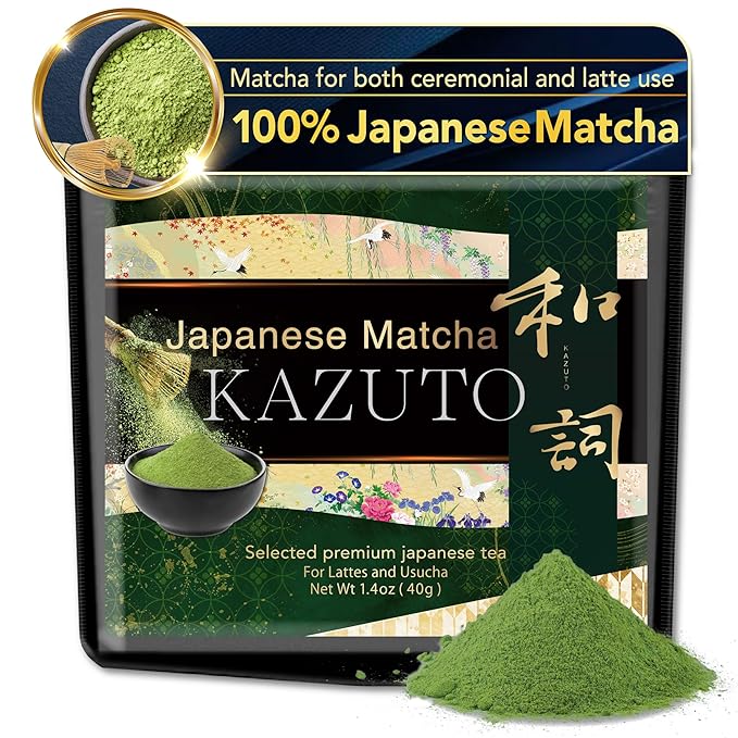 Kazuto Premium Grade Matcha Green Tea Powder - Premium First Harvest Single Origin USDA Organic Gluten-Free Vegan, 100% Pure Unsweetened No Additives from Shizuoka 1.06oz