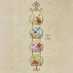 Kanya Gold Four Plate Wall Mount Rack | Four Plate Holder | Plate Display Easel Decor | Openwork Scrolls | Traditional Classic Metal Plate Racks | Square or Round Plates | Kitchen | Dining Room