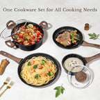 EWFEN 25 Pcs Pots and Pans Set, Nonstick Ceramic Cookware Sets, Healthy Non-Toxic, Large Capacity, Induction Compatible, Cooking Set with Frying Pans & Saucepans, PFAS/PTFE/PFOA Free, Classic Black