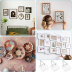 Grevosea 15 Pcs Wall Plate Hangers, Adhesive Picture Hangers Frame Hangers Without Nails Picture Hanging Hooks Plate Holders for Displaying Decorative Plates and Wall Art