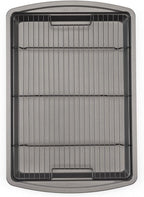 GoodCook 15” x 10.5” Nonstick Carbon Steel Baking Pan & Raised Wire Rack – Pizza Crisper,Crispy Bacon,Multipurpose Cooking Sheet Pan,Cooling Rack,Kitchen Cookware Set,Dishwasher Safe,(Pack of 12)