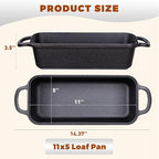 11x5 Inch Cast Iron Loaf Pan With Lid，5.8 Qt Large Loaf Pans For Sourdough Bread Baking, Pre-Seasoned Heavy Duty Dutch Oven Bread Pan For a Crispy Crust