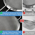 8.7" Large Fine Mesh Strainer Set with Sturdy Handle, Stainless Steel Sieve Flour Sifter, Kitchen Metal Colander for Rice, Quinoa, Pasta, Fruit, 2 Pack