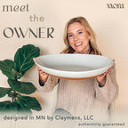 Mora Ceramic Large Serving Bowls- Set of 2 Oval Platters for Entertaining. Modern Kitchen Dishes for Dinner, Fruit, Salad, Turkey, etc. Oven, Dishwasher Safe, 110/80 oz, 16" / 14.6" - Earl Grey